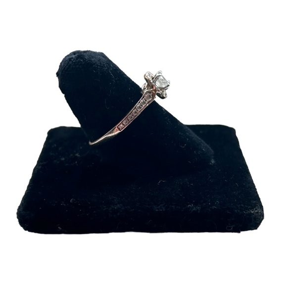 14k 14 Karat Rose Gold & Diamond Halo Cut Pave Engagement Ring, Size 6.75 - Picture 5 of 13